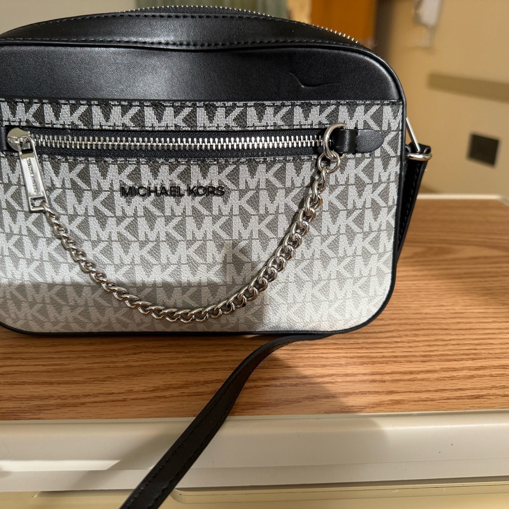 Michael Kors Monogram Black and Gray Crossbody Bag